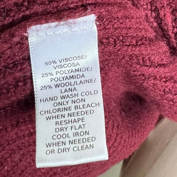 Ann Taylor Loft Wool Blend Cardigan Large Womens Italian Yarn Knit Open Maroon - Picture 7 of 7